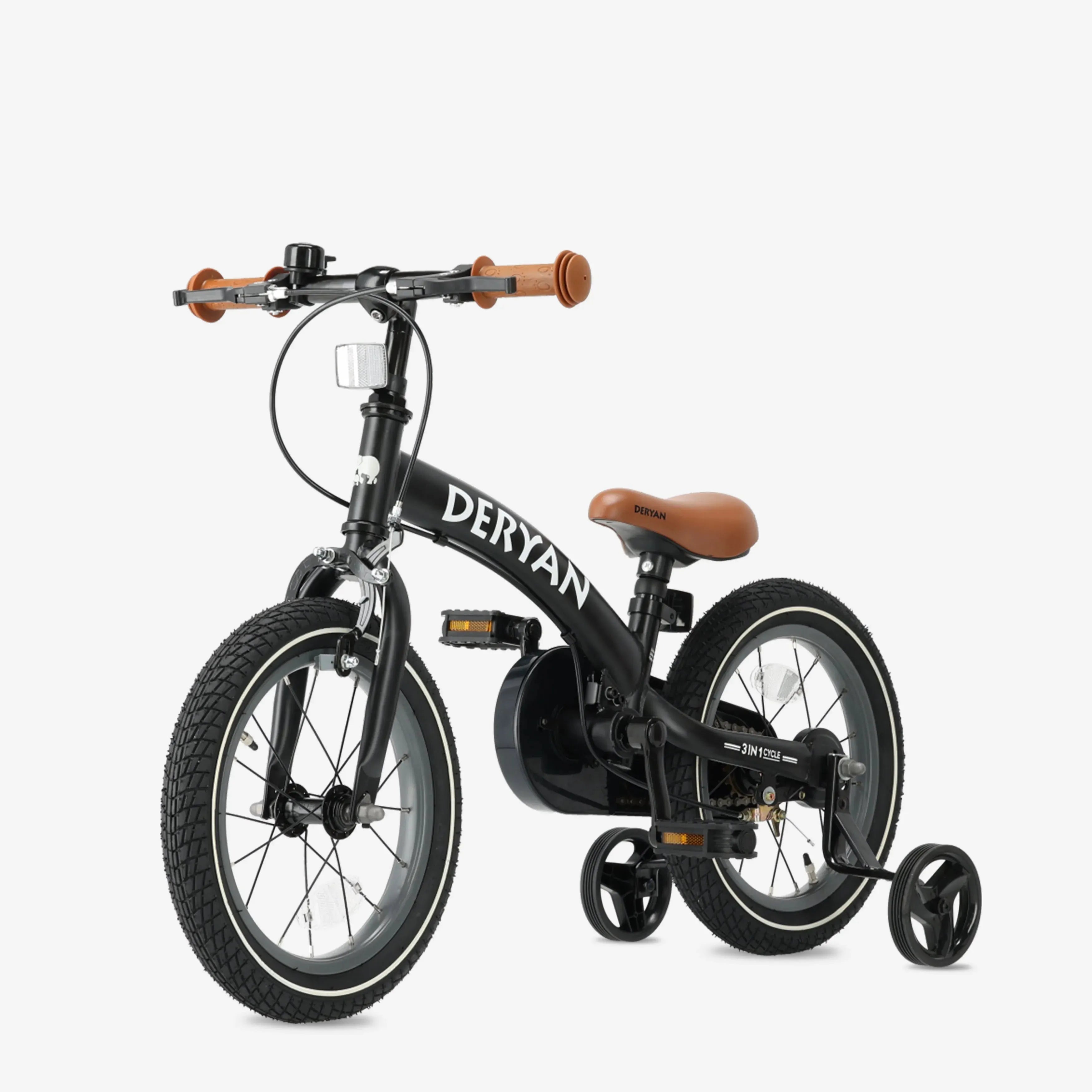 Vélo de luxe pour enfants 12 pouces - 3 en 1 - vélo d'équilibre Noir