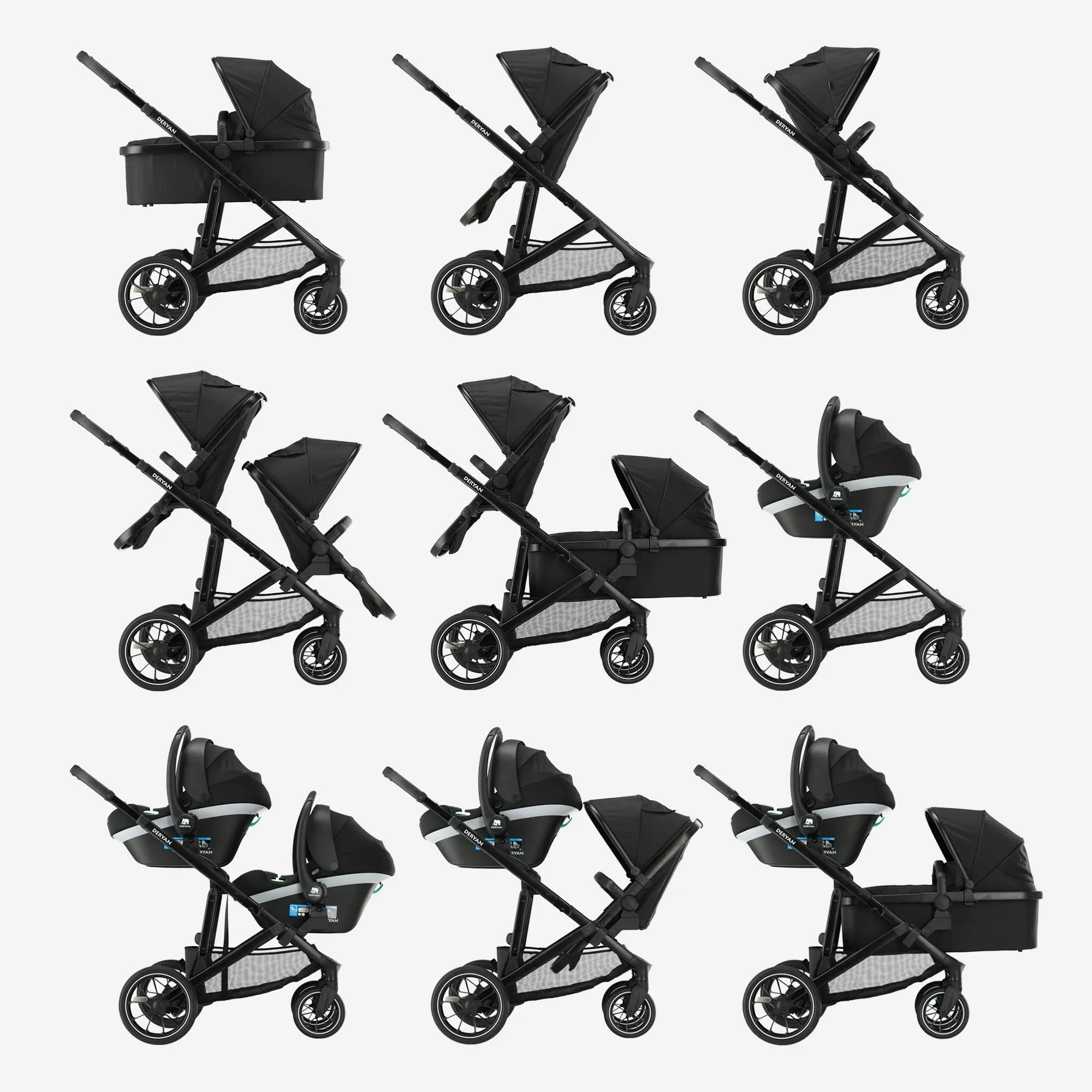 EVY V2 Duo Pram Noir 2 en 1