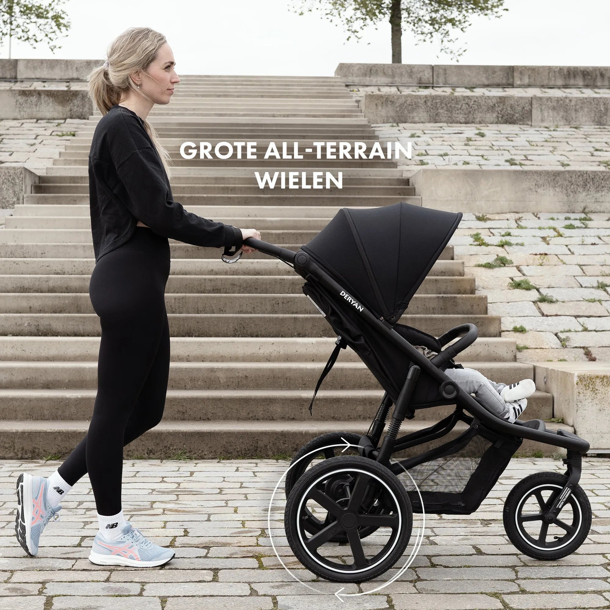 Poussette de jogging Bolt Châssis en aluminium noir