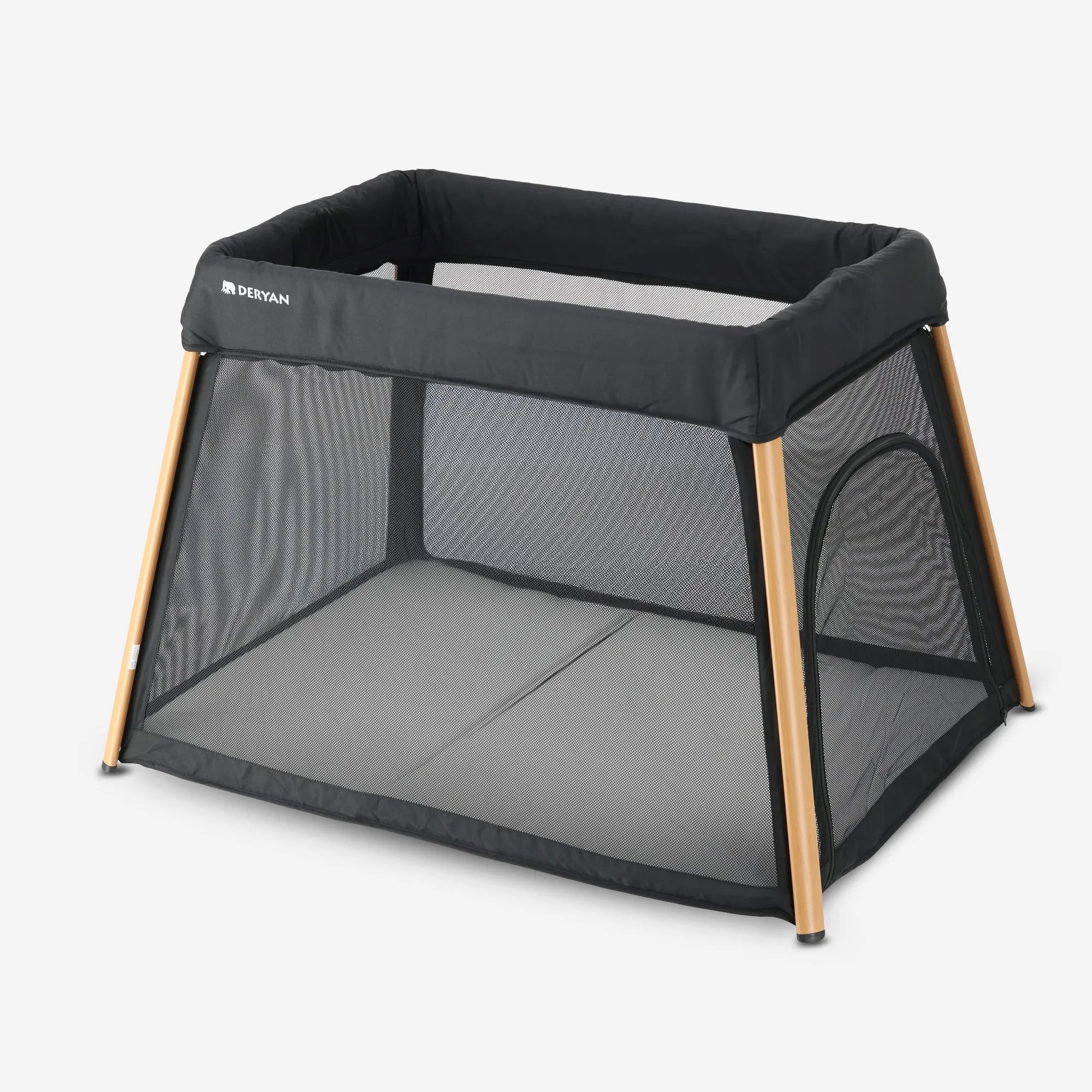 Lit de camping et parc pour enfants 2-en-1 - Avec pare-chocs - Aspect bois