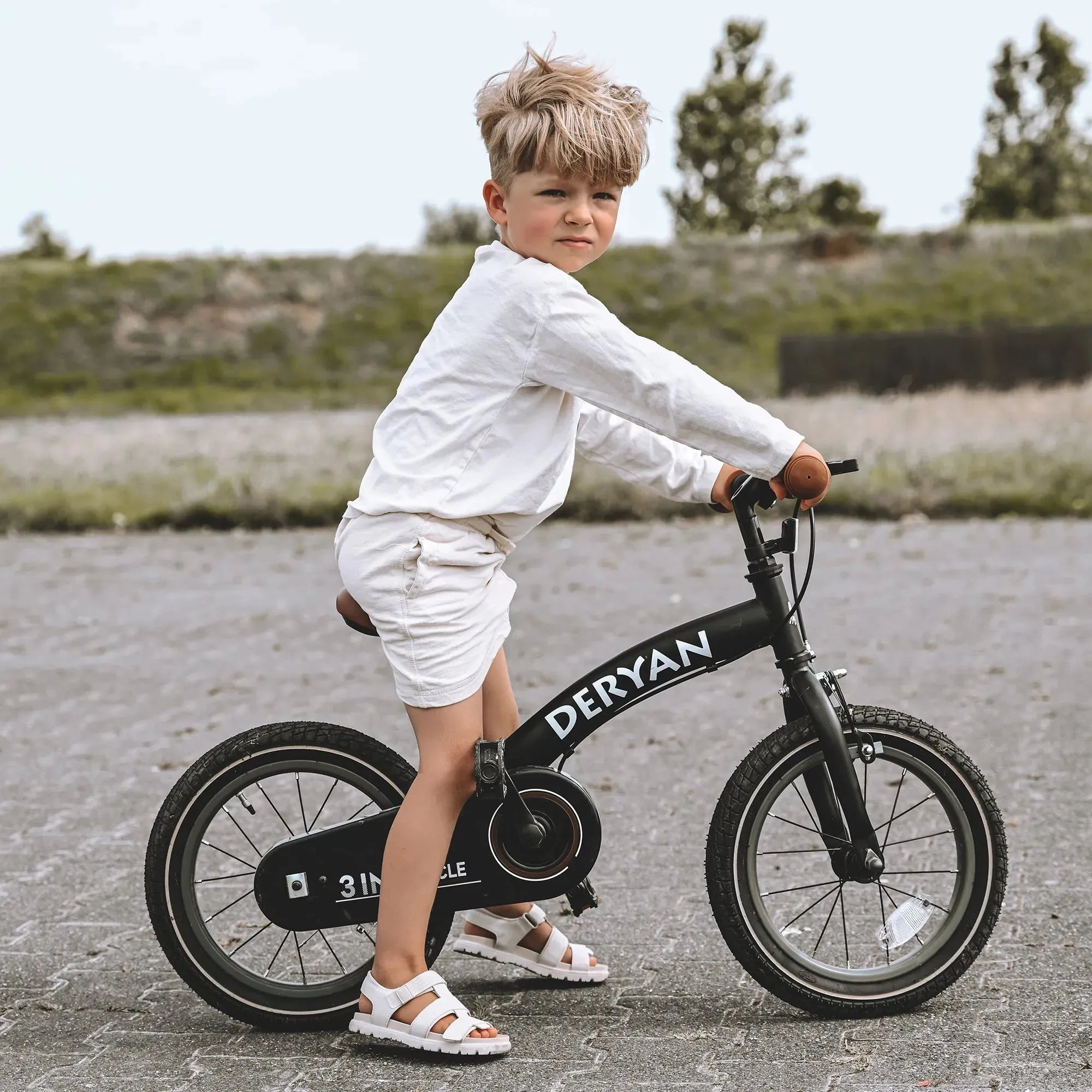 Vélo de luxe pour enfants 12 pouces - 3 en 1 - vélo d'équilibre Noir