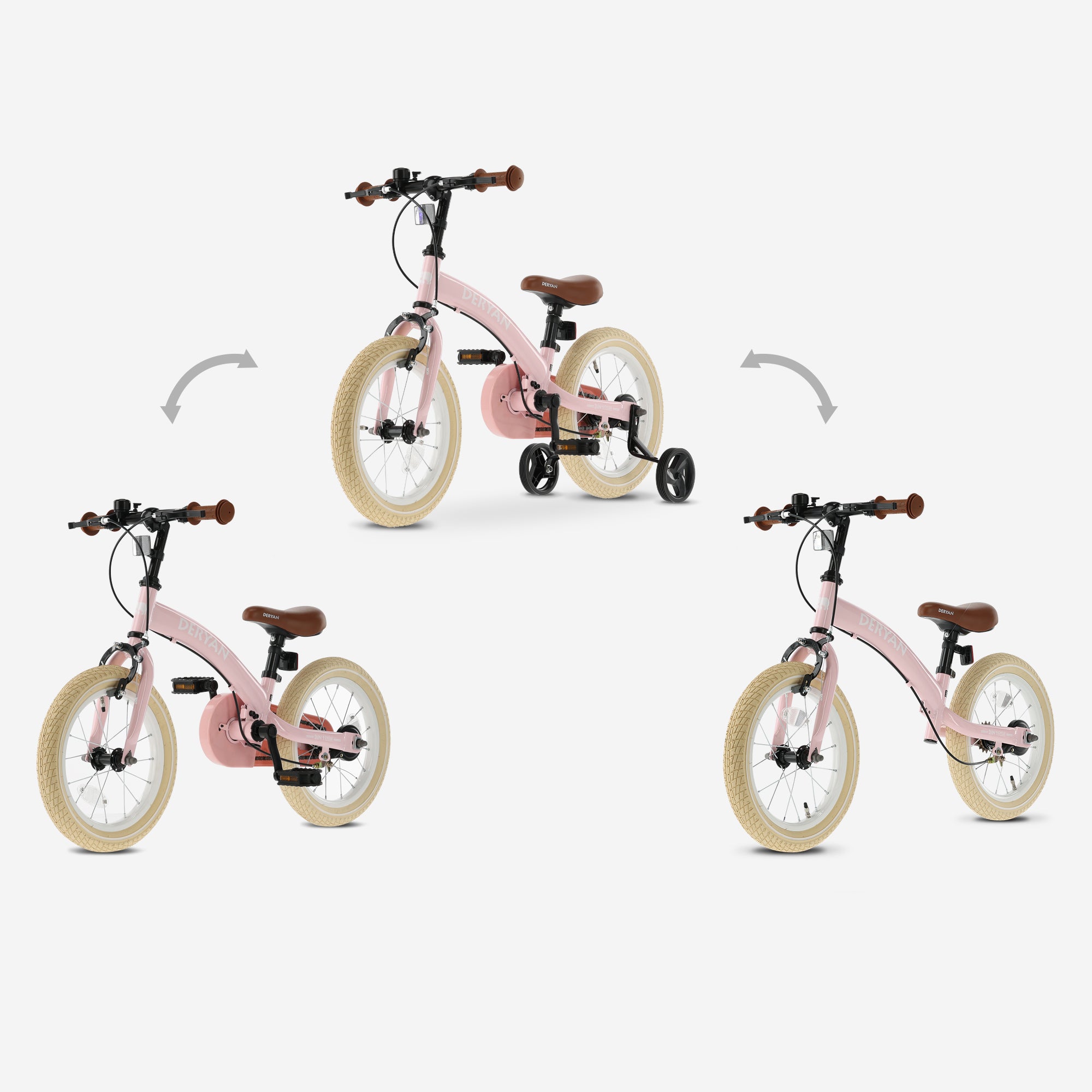 Vélo de luxe pour enfants 14 pouces - 3 en 1 - vélo d'équilibre - Rose