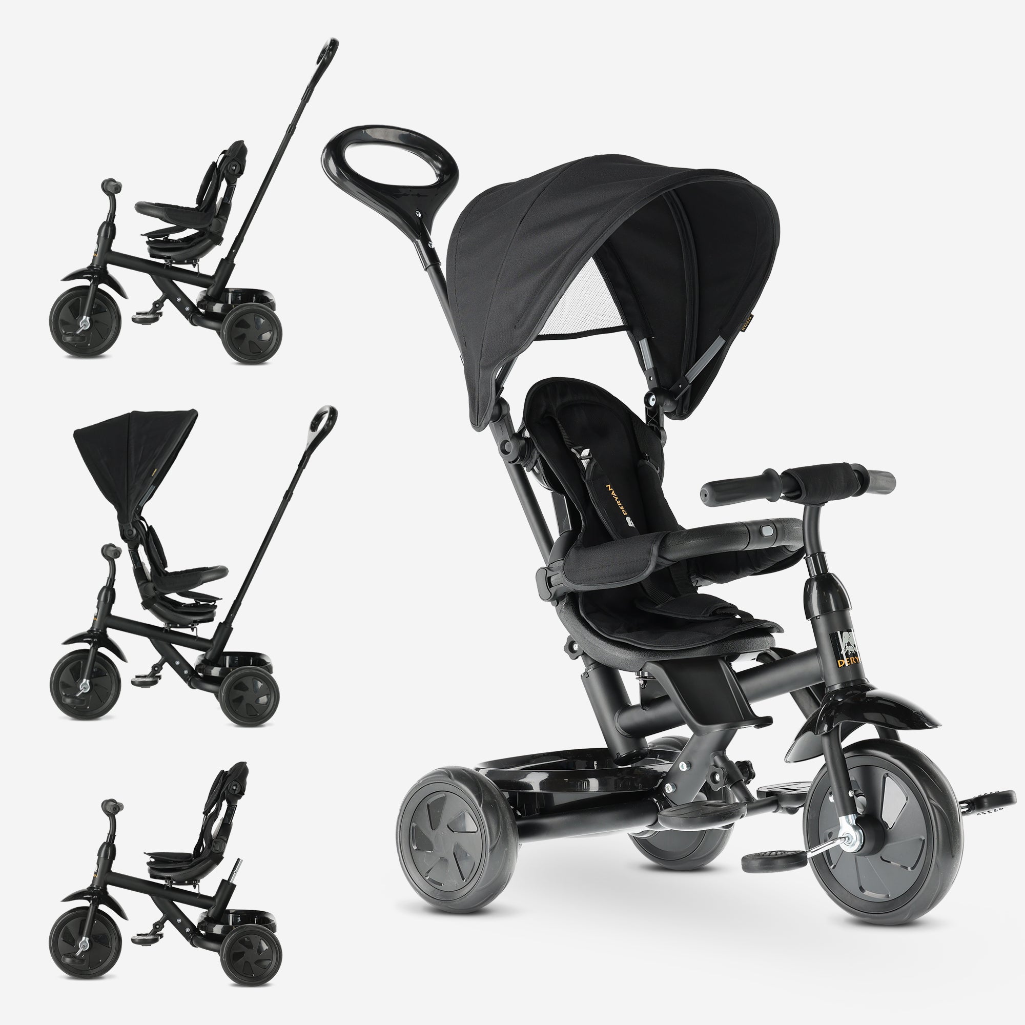 Tricycle Adventurer avec barre de poussée Noir