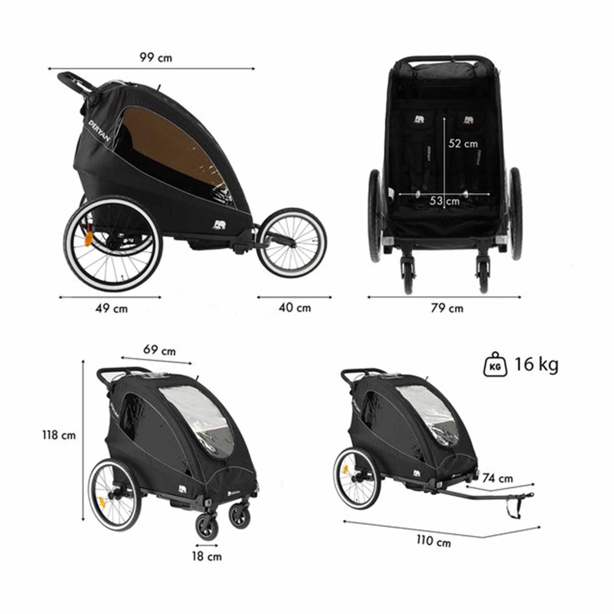 Remorque pour vélo - Barnevognon de jogging