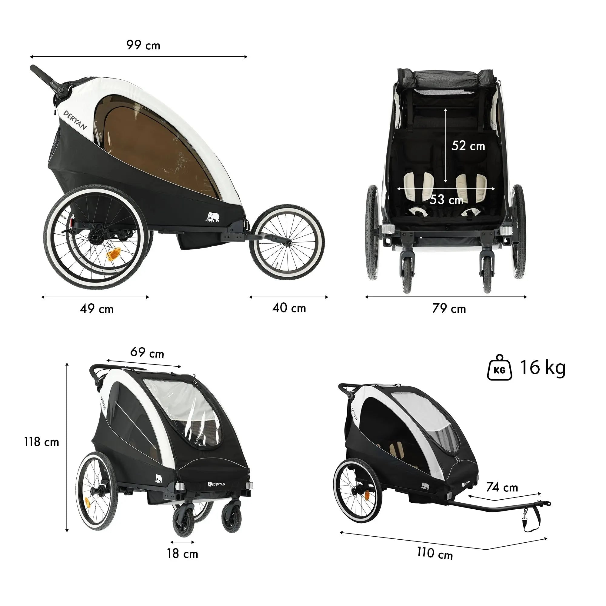 Remorque pour bicyclette - Poussette - Landau