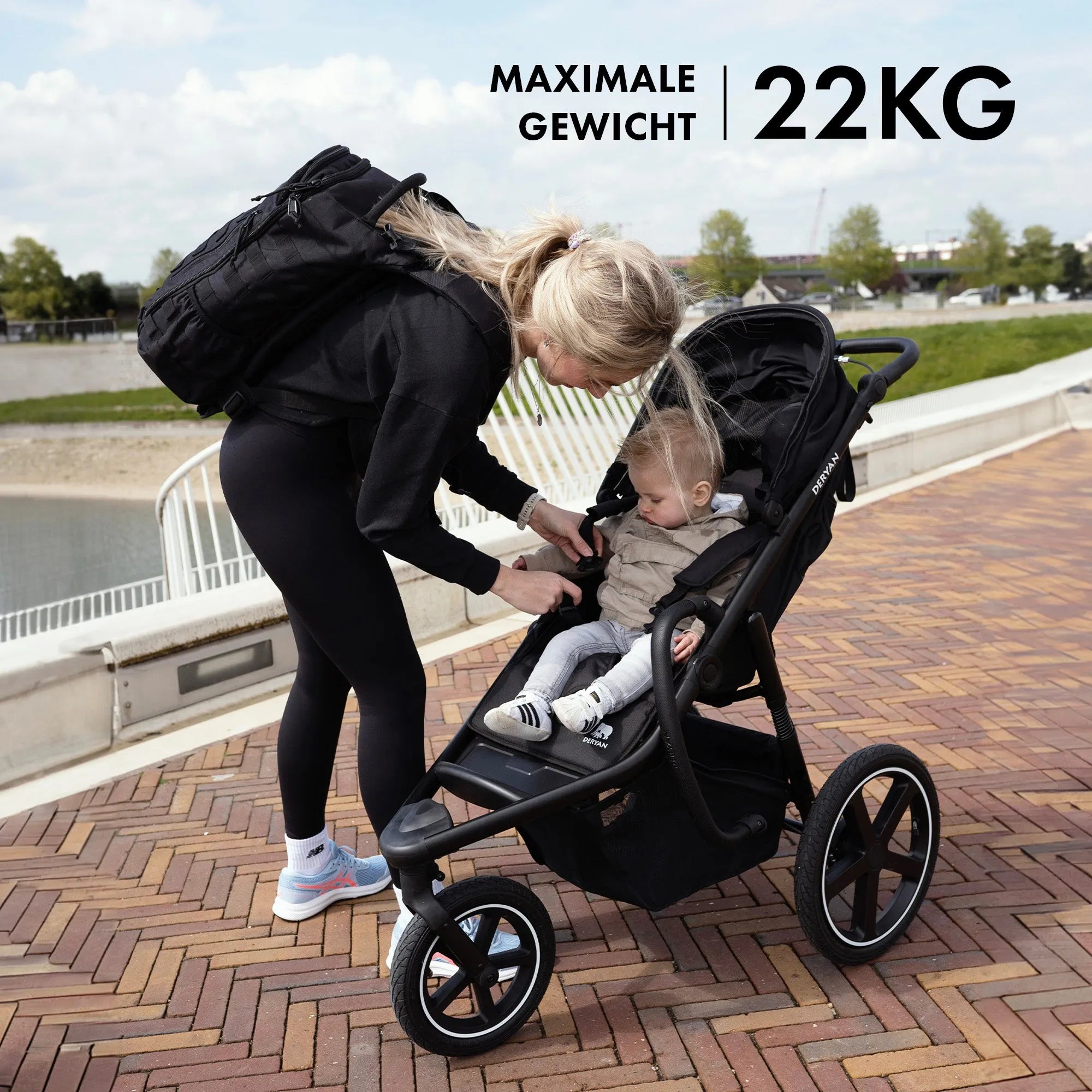 Poussette de jogging Bolt Châssis en aluminium noir